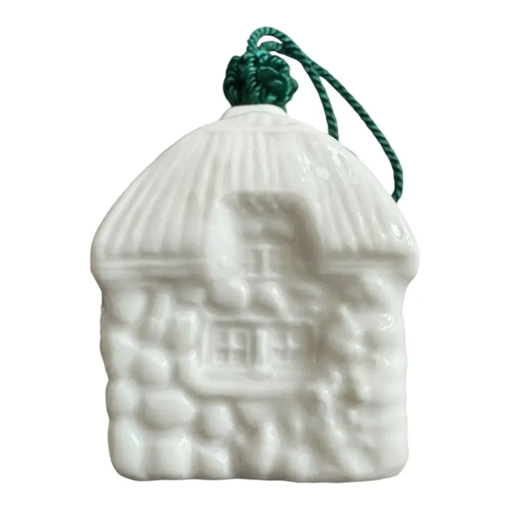 NWB Vintage Irish Belleek Porcelain Christmas 04 ornament Adare Cottage - Boxed